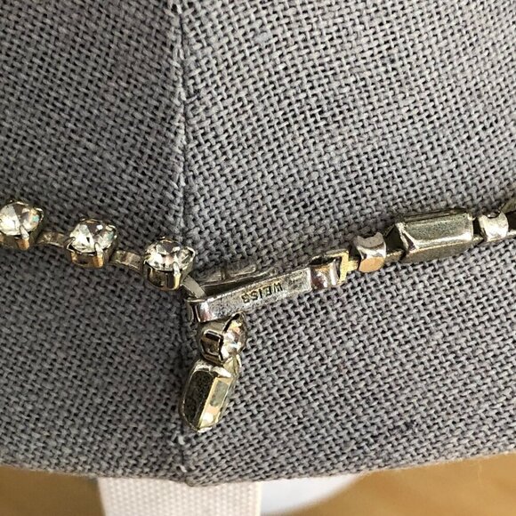 Vintage Weiss Signed Baguette Radiant Crystal Rhinestone Chain Necklace - Picture 6 of 10